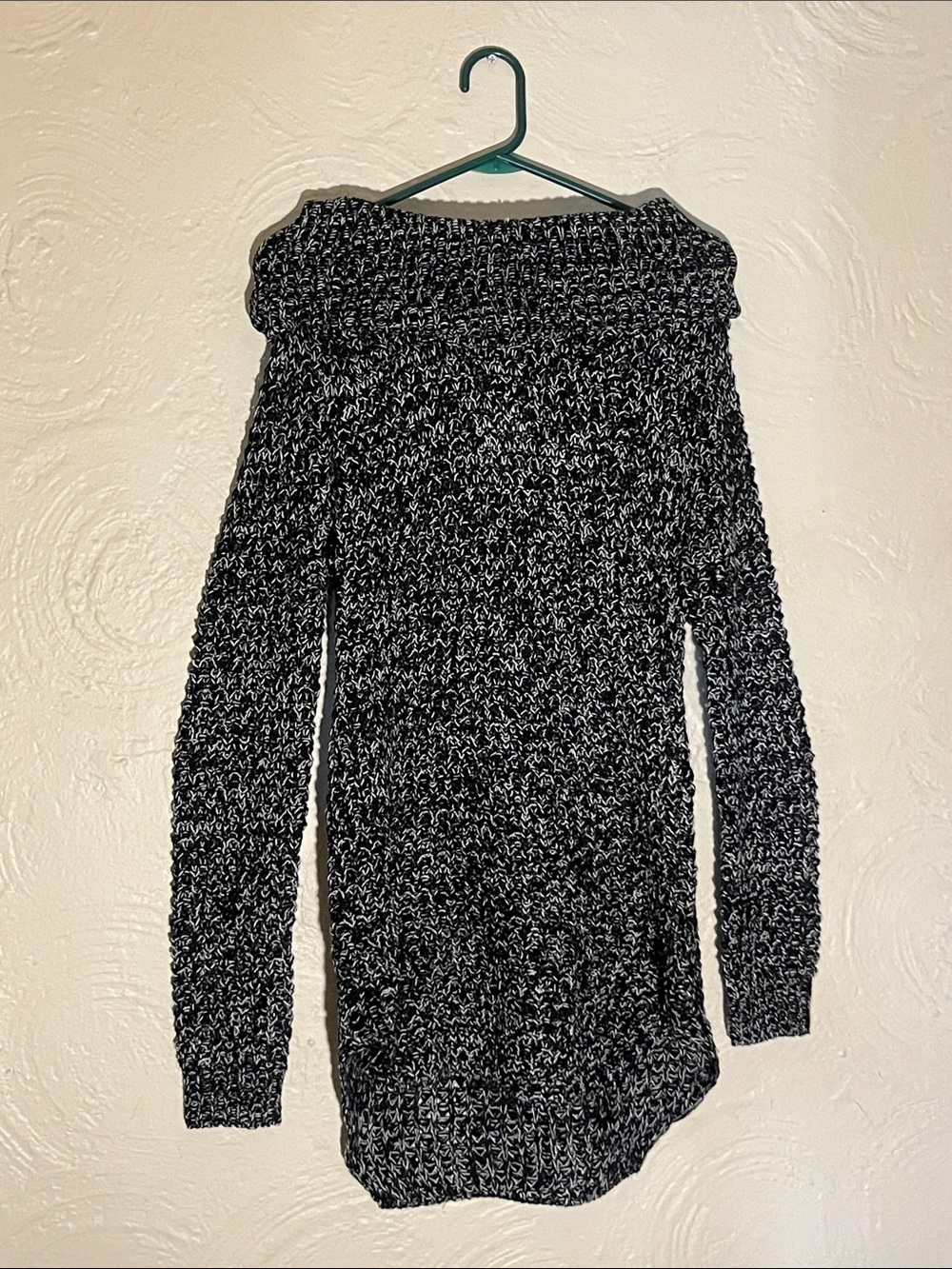Rue21 Black and White Marled Off-Shoulder Sweater